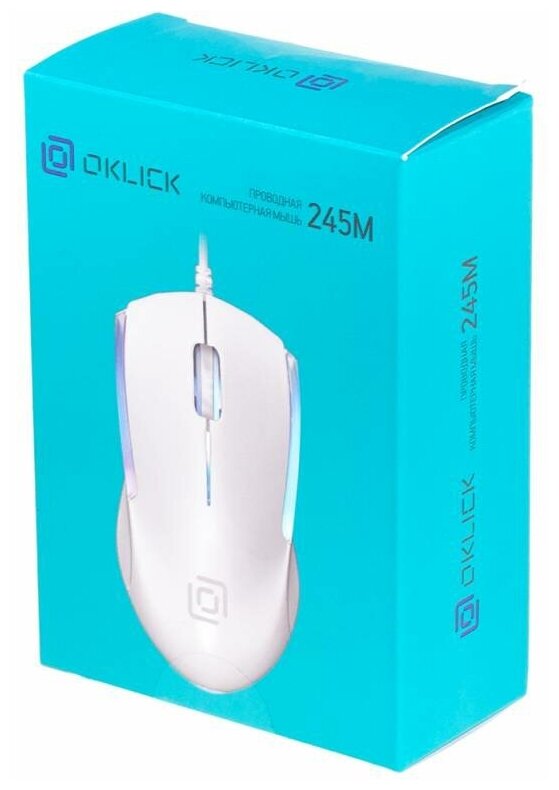 Мышь Oklick 245M белый оптическая (1000dpi) USB (3but)