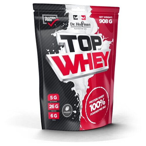 Протеин Dr. Hoffman Top Whey 908g Клубника протеин dr hoffman top whey 908g шоколад