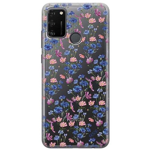 фото Ультратонкий силиконовый чехол-накладка для honor 9a с 3d принтом "lovely cornflowers" gosso
