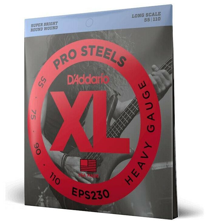 D'ADDARIO EPS230 PROSTEELS BASS HEAVY 55-110 струны для бас-гитары, мензура 34-36,25', сталь, 55-110