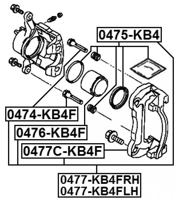 FEBEST 0477-kb4flh (0477KB4FLH / 4605A201) суппорт тормозной передний левый Mitsubishi (Мицубиси) Pajero (Паджеро)