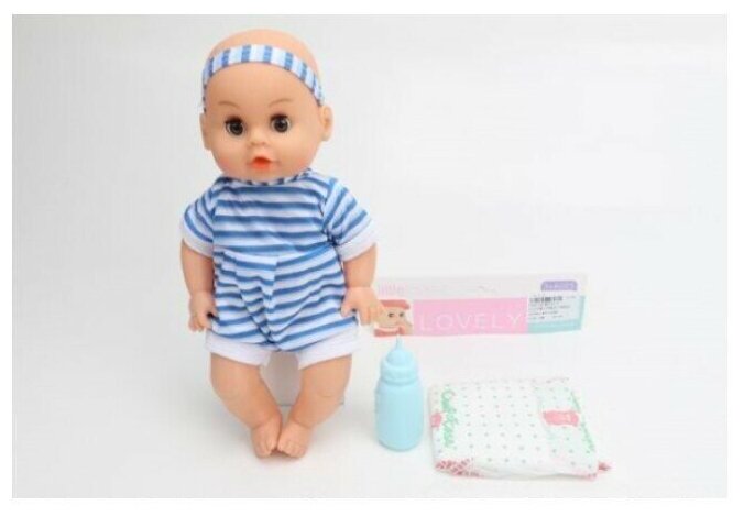 Пупс со звуком, в комплекте: бутылочка, памперс (ассортимент)