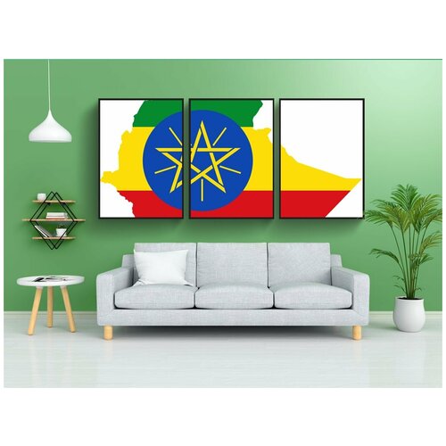фото Набор модулных постеров для интерьера "эфиопия, флаг, карта" 60x90 см. в тубусе, без рамки lotsprints