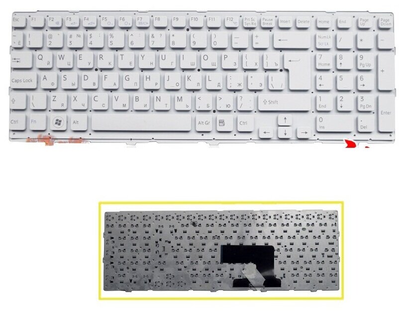 Клавиатура для ноутбука Sony Vaio VPC-EE VPCEE (Белая без рамки)