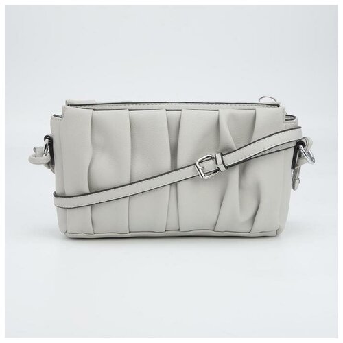 фото Кросс-боди, отдел на молнии, наружный карман, длинный ремень, цвет серый нет бренда