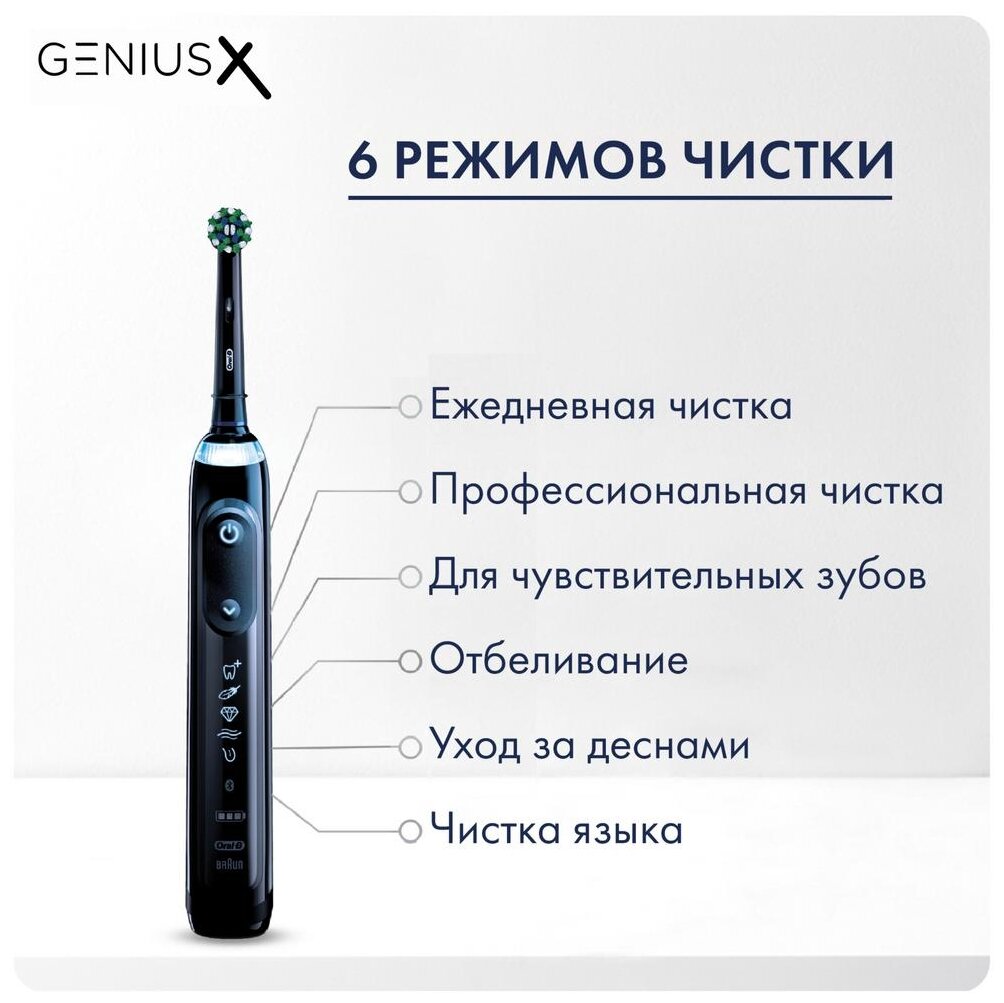 Braun Электрическая зубная щетка Braun ORAL-B Genius X D706.513.6 Midnight Black - фотография № 4