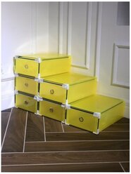 Коробка для обуви выдвижная «Melani», 6 шт, желтый, 31 х 19,5 х 10,5 см