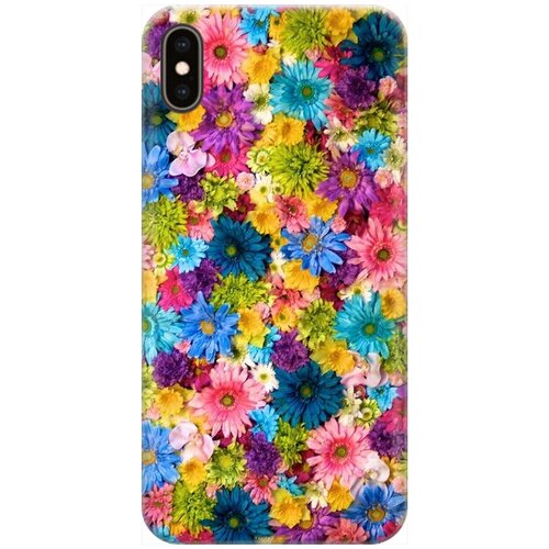 фото Силиконовый чехол на apple iphone xs max / эпл айфон икс эс макс с принтом "поле разноцветных цветов" gosso