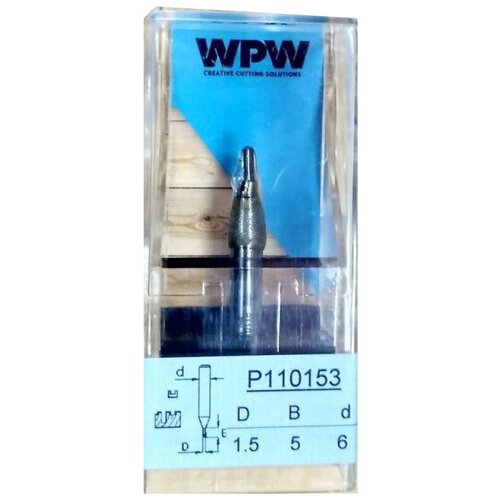 Фреза WPW P110153 пазовая монолитная S однозубая D1,5 B5 хвостовик 6