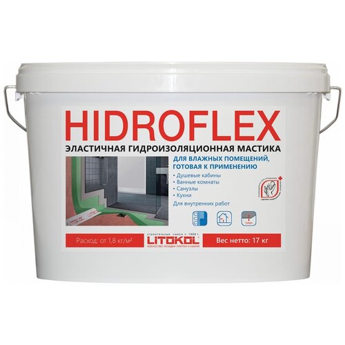 Мастика Litokol Hidroflex, 17кг, цвет аквамариновый мембрана гидроизоляционная litokol hidroflex 5кг арт hdfx 5