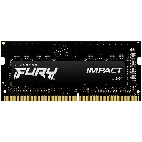 Kingston Оперативная память FURY Impact 16GB SODIMM DDR4 (1x16GB) 2666MHz (KF426S16IB/16) оперативная память для ноутбука kingston kvr26s19s8 16 so dimm 16gb ddr4 2666mhz