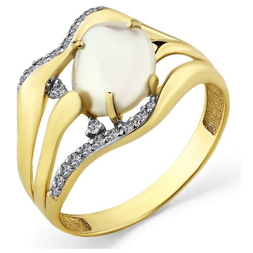 Кольца Master Brilliant Золотое кольцо с бриллиантом, жемчугом