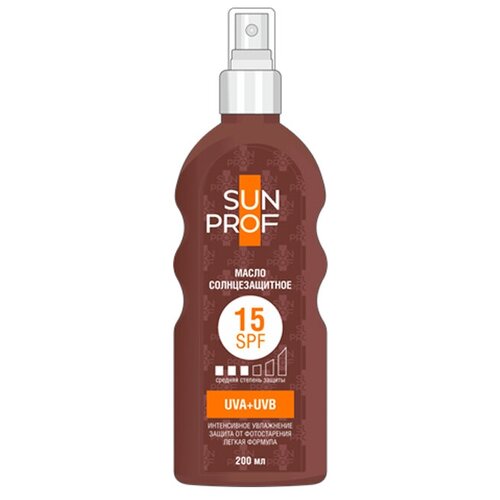 фото Масло солнцезащитное sunprof spf 15 средняя степень защиты 200 мл