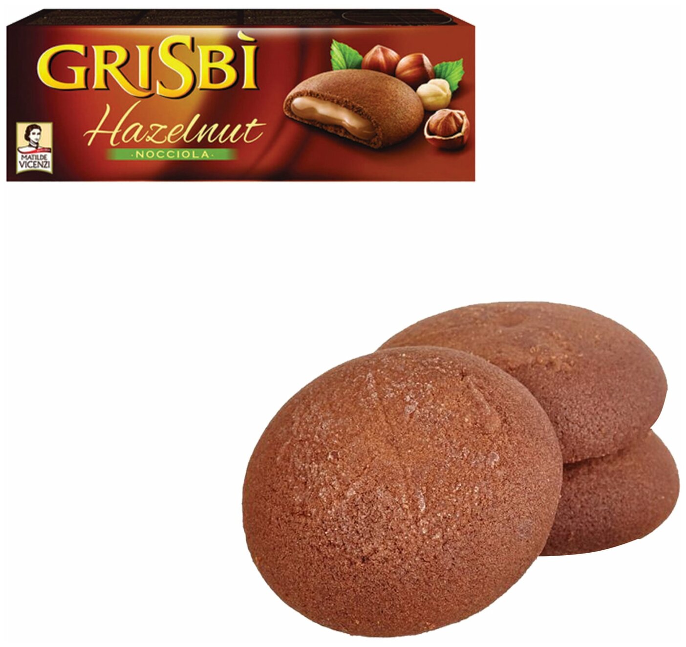 Печенье GRISBI (Гризби) «Hazelnut», с начинкой из орехового крема, 150 г, Италия