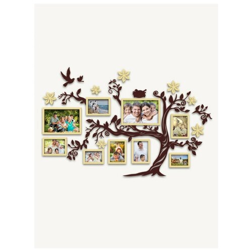 Семейное дерево ArtXL с фоторамками, цвет темно-коричневый, бежевый