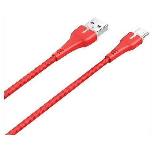 Кабель Hoco X45, USB - Type-C, 3A, 1 м, индикатор, ПВХ, красный кабель type c на type c x45 1 8m с индикатором заряда hoco красный