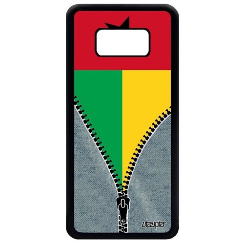 фото Яркий чехол на смартфон // galaxy s8 // "флаг гвинеи бисау на молнии" патриот дизайн, utaupia, серый