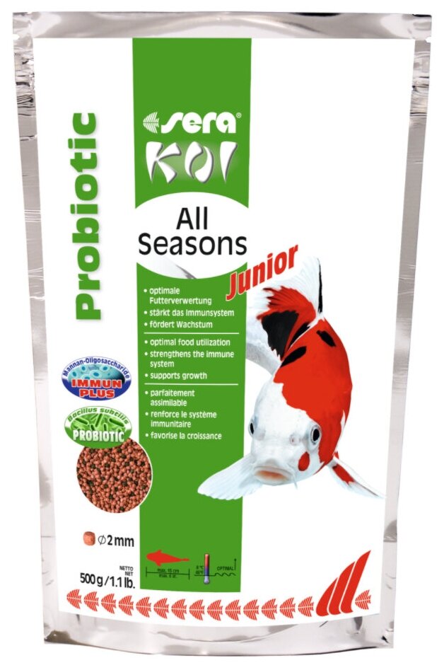 Корм для прудовых рыб Sera Koi Junior All Seasons Probiotic, гранулы, 500 г