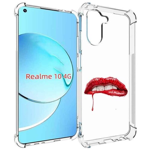 Чехол MyPads яркие красные губы для Realme 10 задняя-панель-накладка-бампер чехол mypads яркие красные губы для meizu m6t задняя панель накладка бампер