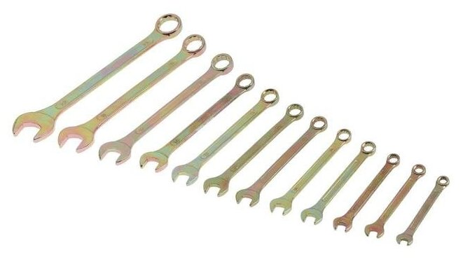Набор ключей комбинированных в холдере хромированные, 6 - 22 мм, 12 шт.
