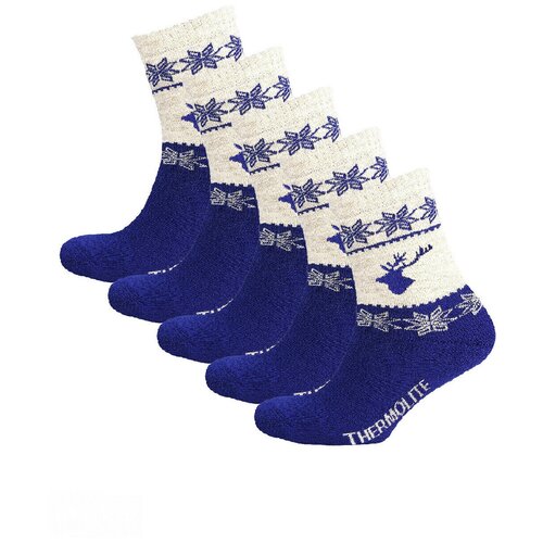 фото Носки status, 140 den, 5 пар, размер 23-25, синий, бежевый