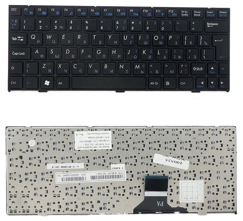 Клавиатура для ноутбука DNS 6-80-M1100-281-1 Черная с черной рамкой 1750₽