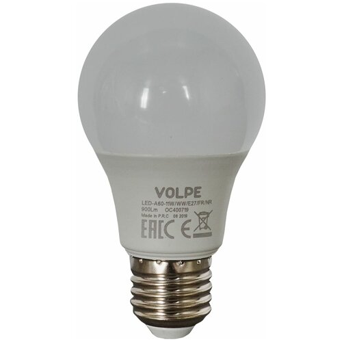 фото Лампа светодиодная volpe norma e27 220 в 11 вт груша 900 лм, тёплый белый свет