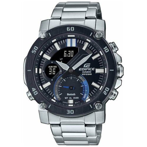 часы наручные casio ecb 20db 1a Наручные часы CASIO Edifice ECB-20DB-1A, черный, серебряный