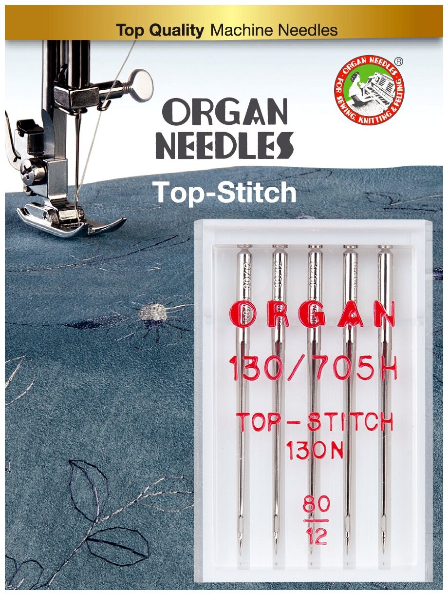 Иглы для швейных машин Organ TOP STITCH 5/80 Blister для толстой нити - фотография № 5