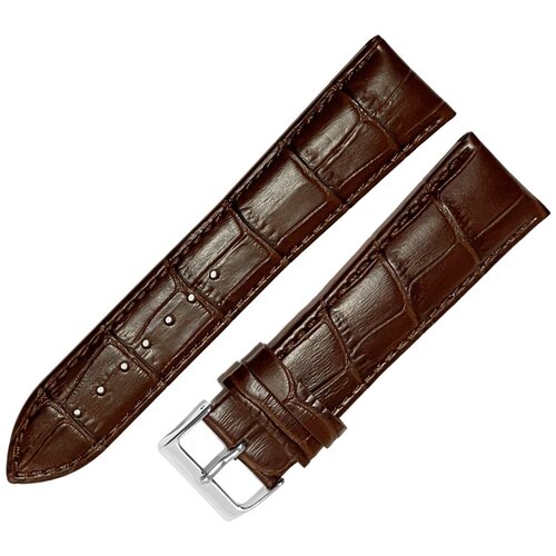 фото Ремешок 30201-243-202 коричневый кожаный ремень для мужских наручных часов из натуральной кожи 24 х20 мм l длинный матовый мила