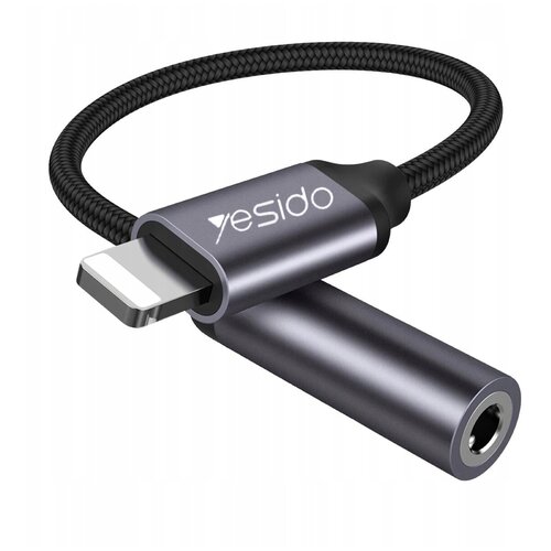 Аудио адаптер Yesido YAU21, Lightning(M) to 3.5mm(F) для iPhone/iPad, Черный+Серый