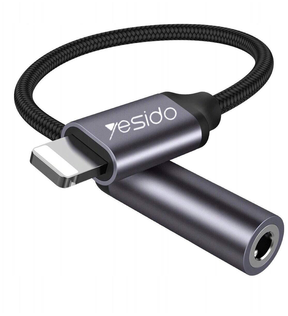 Аудио адаптер Yesido YAU21 Lightning(M) to 3.5mm(F) для iPhone/iPad Черный+Серый