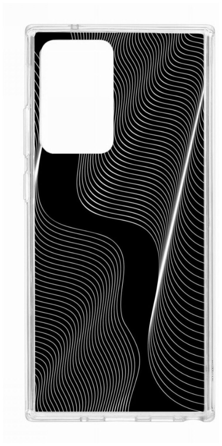 Чехол для Samsung Galaxy Note 20 Ultra Kruche Print Line black, пластиковая накладка, силиконовый бампер с защитой камеры, защитный прозрачный с рисунком