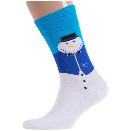 фото Мужские носки lorenzline бело-голубые, размер 29