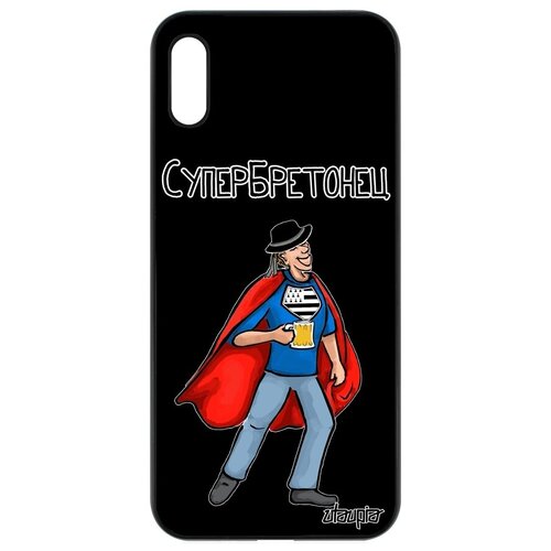 фото Защитный чехол на мобильный // honor 8a // "супербретонец" комичный супергерой, utaupia, черный