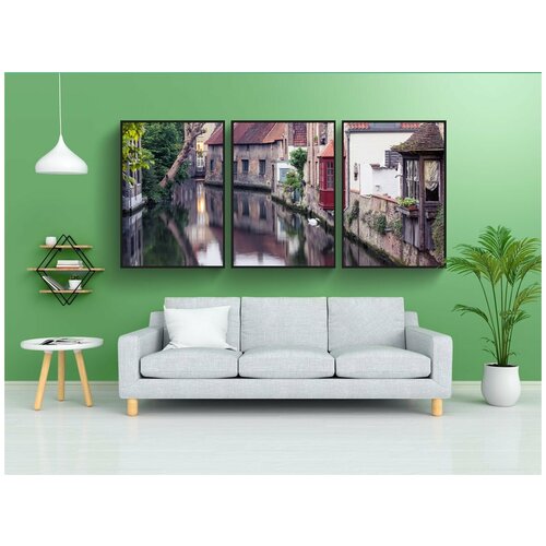 фото Набор модулных постеров для интерьера "брюгге, бельгия, канал" 60x90 см. в тубусе, без рамки lotsprints