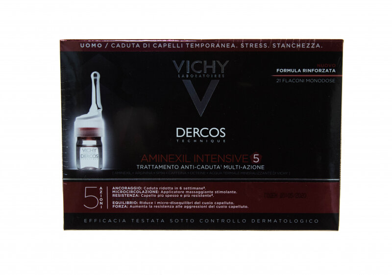 Средство Vichy (Виши) Dercos Aminexil Intensive против выпадения волос для мужчин 6 мл 21 шт. Косметик Актив Продюксьон - фото №19