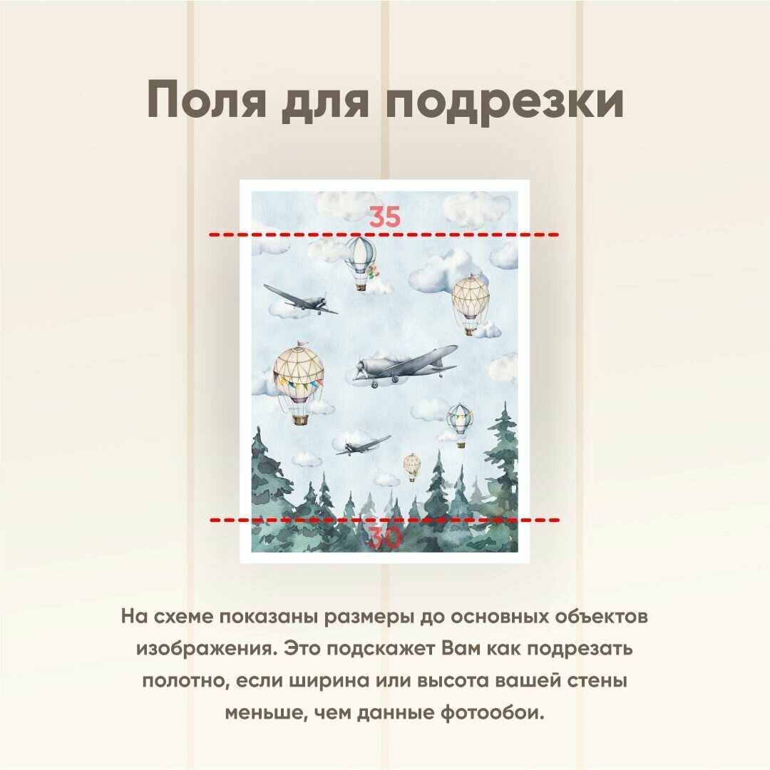 Воздушный транспорт: самолёты монгольфьеры воздушные шары / Флизелиновые Фотообои на стену в детскую комнату мальчика / 200*270 - фотография № 7