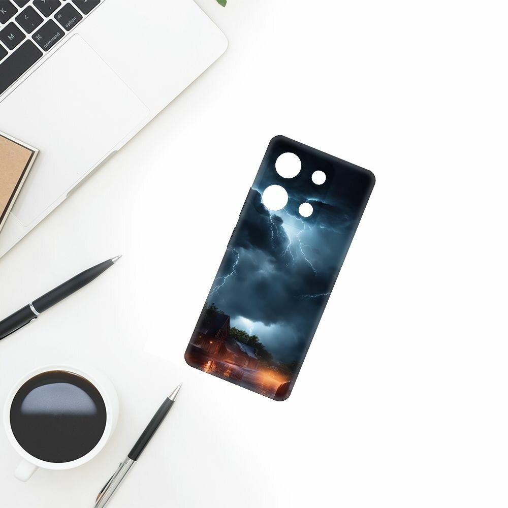 Чехол-накладка Krutoff Soft Case Ночная гроза для INFINIX Note 30 черный — фото 1