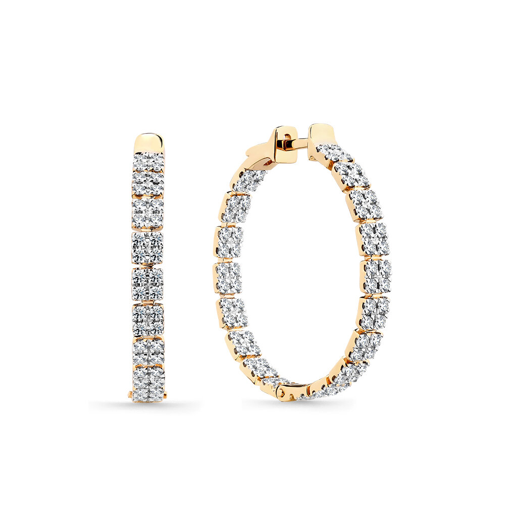 Серьги, красное золото, 585 проба, бриллиант