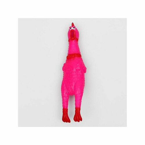 пижон игрушка пищащая новогодняя курица для собак 28 см жёлтая Игрушка пищащая Курица 16,5 см розовая