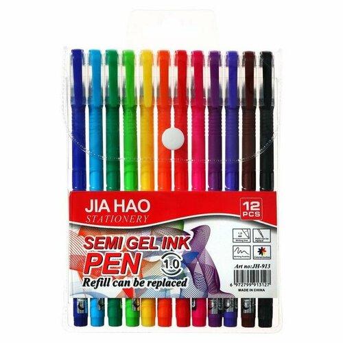 Набор шариковых ручек 12 цветов 1 мм однотонный цвет корпуса софтач в блистере 644₽