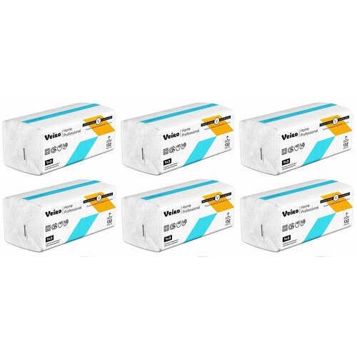 Veiro Полотенца бумажные Professional Home V - сложение 2-х слойные, 132 листа, 6 шт.