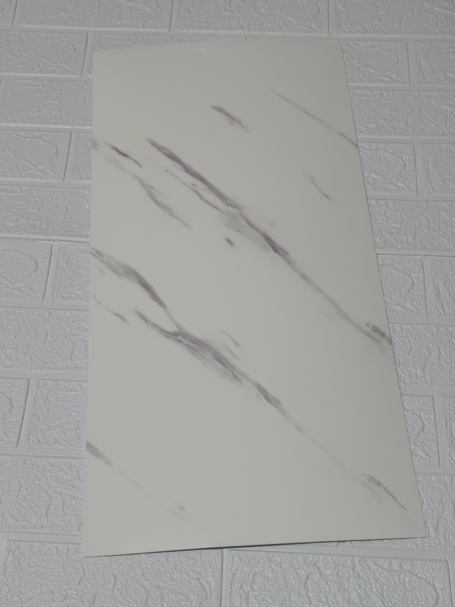 Самоклеящаяся стеновая панель ПВХ "Белый Мрамор", 10 штук