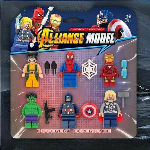 22627 Конструктор minifigures Marvel Avengers, минифигурки Супергероев Марвел Мстители 6 шт. конструктор мстители человек паук марвел avengers marvel spidermen сепергерои