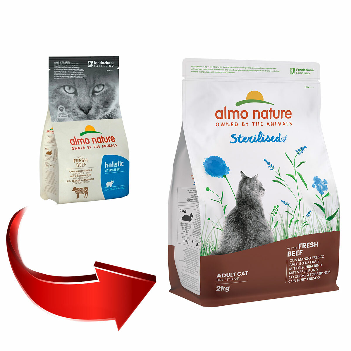 Holistic-Sterilised для кастрированных, говядина с рисом сух. 400г Almo Nature - фото №4