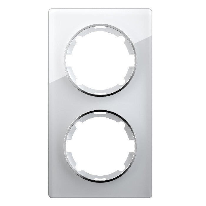 Рамка стеклянная OneKeyElectro Garda (для серии Florence) 2 поста вертикальная цвет белый