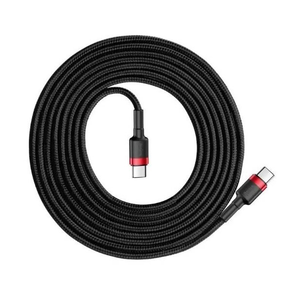 Кабель Baseus Cafule USB Type-C - USB Type-C (CATKLF-H91) 2м черный/красный — фото 1