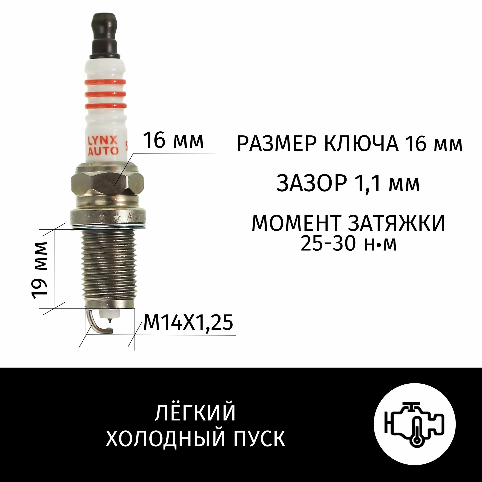 Свечи зажигания иридий+платина Honda Civic (8) / Хонда Цивик 2005 2006 2007 2008 2009 2010 2011 V1.8 R18A2, R18A1 / 4шт LYNXauto — фото 1