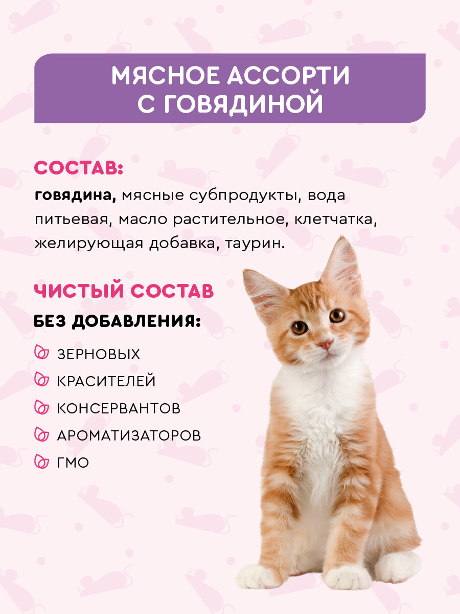 Влажный корм для котят вкусмясина с говядиной, 240 г х 12 шт. — фото 1
